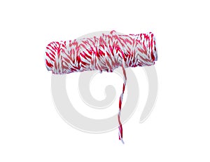 Red white rope isolated on  background , clipping path