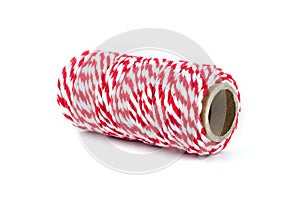 Red and white rope isolated on white background