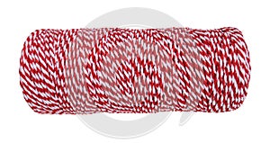 Red and white rope for wrapping package and post boxes isolated on white background, path