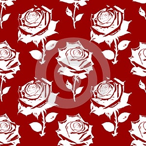red and white rose flowers seamless pattern, texture