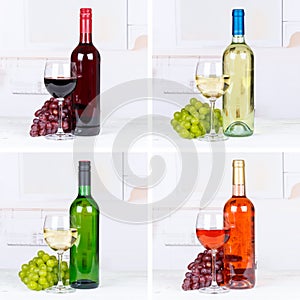 Red and white rose wine bottles beverage wines collection