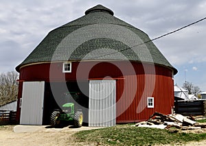 A Red and White Round Barn