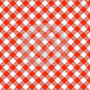 Red and white seamless checkered tablecloth