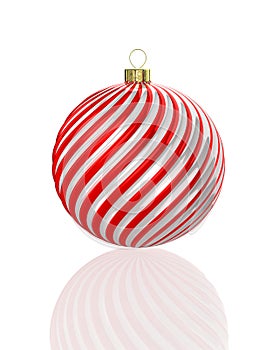 Red and white shiny waved christmas ball. 3D Illustration 3D Illustration