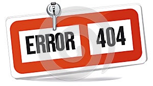 A red and white sign with the word error 404 on it, AI