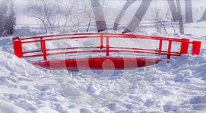 Red and white snow . photo