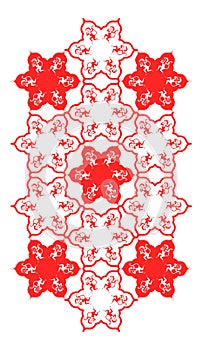 Red and white snowflakes with red and white monkeys