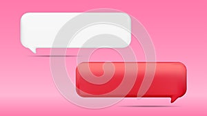 Red and white speech bubbles isolated on pink background. Vector illustration