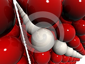 Red an white sphere composition