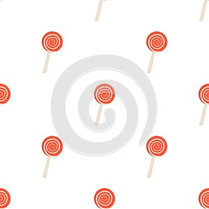 Red and white spiral candie pattern seamless vector
