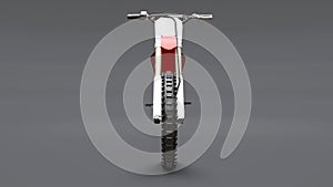 Red and white sport bike for cross-country on a gray background. Racing Sportbike. Modern Supercross Motocross Dirt Bike