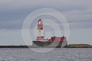 Red and white stripe English lighthouse