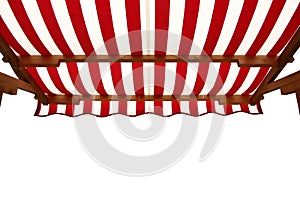 Red and white striped awning