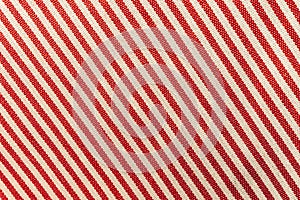 Red and white striped fabric texture for background