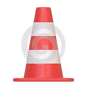 Red and white striped traffic cone isolated on a white background