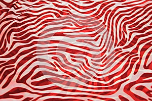 Red and white stripes, bends - a pattern on the fabric as a background texture. Animal abstract background.