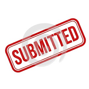 Red and white submitted stamp isolated on white background