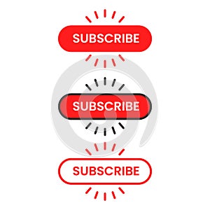 Red and white subscribe button with pointer and hand cursor