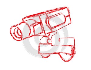 Red and White Surveillance Camera (CCTV)