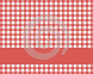 Red white tablecloth with stripe for text