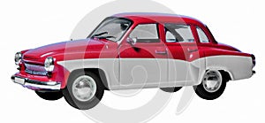 Red and white toy car
