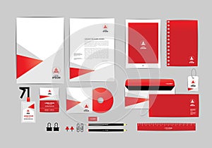 Red and white with triangle corporate identity template for your business B
