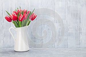 Red and white tulips bouquet