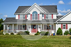 Red and White Two Story House