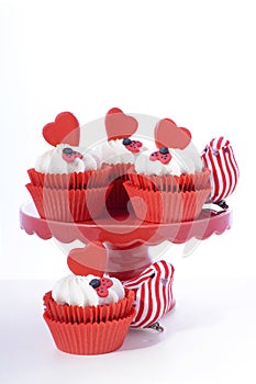 Red and white Valentine cupcakes