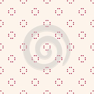 Red and white vector minimal geometric seamless pattern with tiny flower shapes