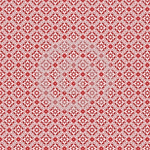 Red and white vintage damask repeat pattern