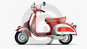 Red And White Vintage Moped On White Background photo