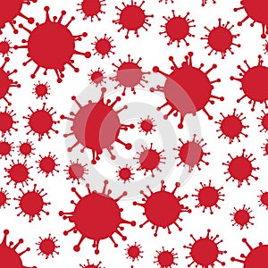Red on White Virus Pattern Seamless Repeat Background