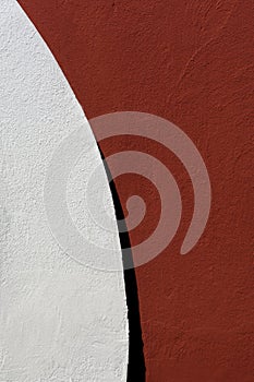 Red and white wall