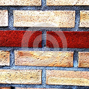 Red and White Wall of Bricks Suitable as Backgroundpicture