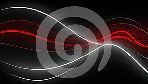 A red and white wave with a black background.