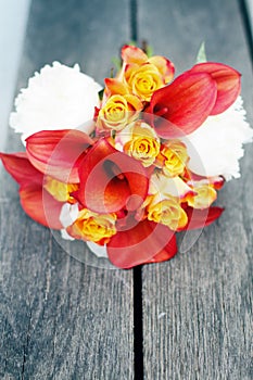 Red and white wedding bouquet