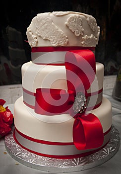 Red and White Wedding Cake