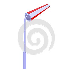 Red and white windsock indicating wind direction and strength