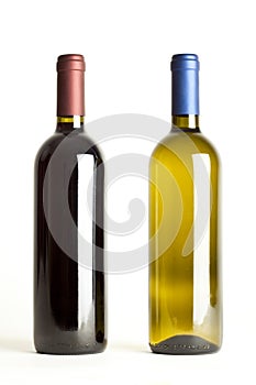 Red and white wine bottles