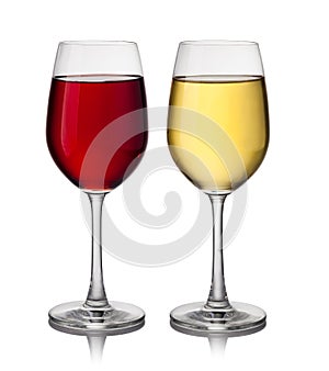 red and white wine glass