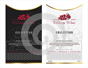 Red and White Wine Labels with Bottle - Velvety Wine 2