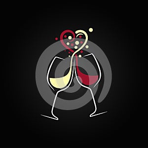 red and white wine love concept design background