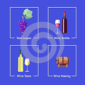 Red and White Wine Making Vector Illustration