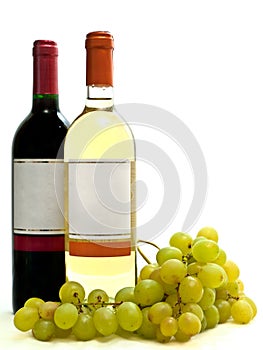 Red and white wine with vine
