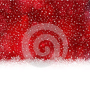 Red white winter, Christmas background with snow flake border