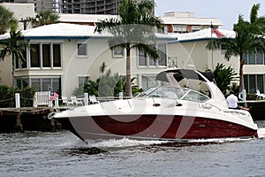 Red and White Yacht
