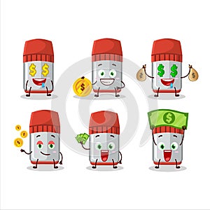 Red whiteboard marker cartoon character with cute emoticon bring money photo