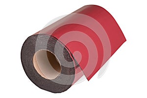 Red wide sealant roll, for joints, rubber reinforced material, on a white background