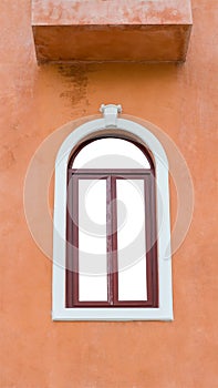 Red window frame